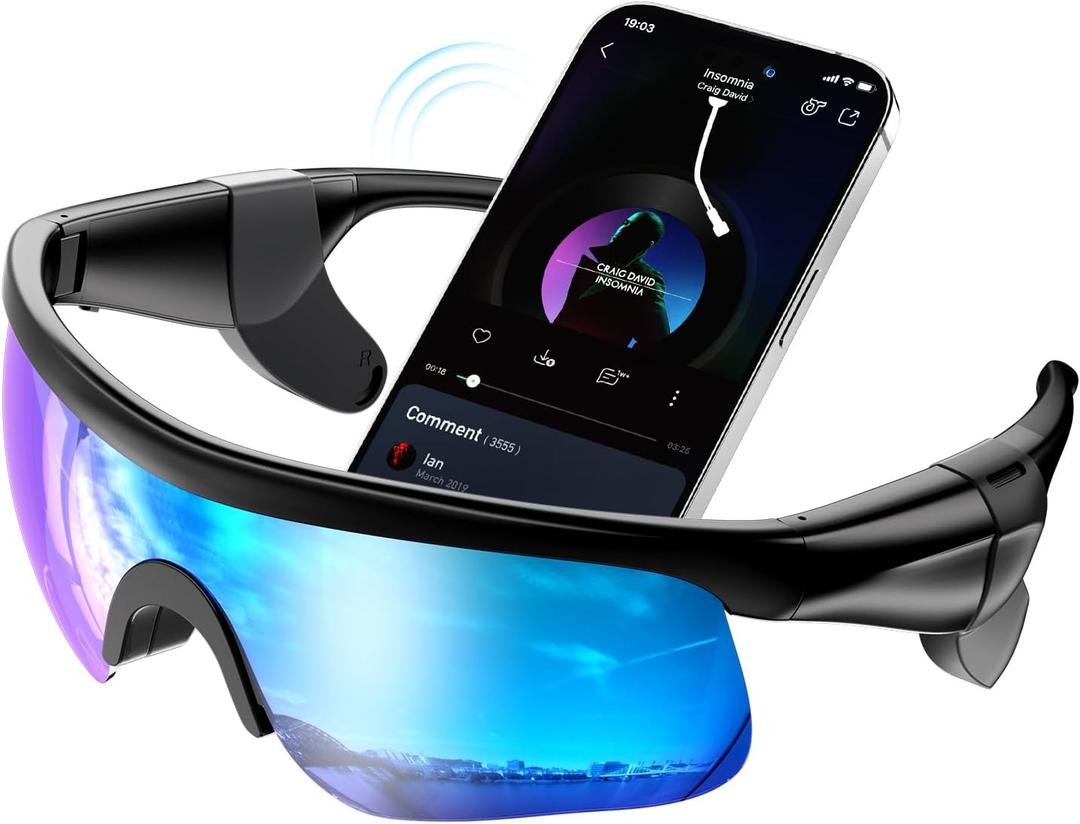 Bluetooth Sunglasses for Men & Women - Premium Clear Sound Open Ear Audio Glasses for Running Cycling, Polarized UV400, Anti-Slip Lightweight Comfort
