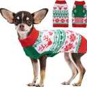 Yternal Christmas Dog Sweater with Leash Hole, Cozy Knit Holiday Pullover for Small Medium Large Dogs, Cute Winter Holiday Coat, Warm Festive Reindeer Snowflake Xmas Jumper Red S