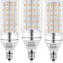 E12 LED Bulbs,12W LED Corn Light Bulb, E12 LED Bulb 100W Equivalent 1200 Lumen 3000K Warm White, Non-Dimmable LED Candelabra Light Bulbs, E12 Candelabra Base Chandelier Light Bulbs, Pack of 3