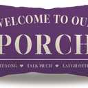 Farmhouse Porch Pillow Cover Double-sided printed Welcome to Our Porch Purpule Rectangular/Waist Cushion Cover Country Rustic Home Decor Pillowcases 12”×20” For Porch Room Couch Decor(Purpule)