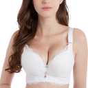 FallSweet Padded Push Up Lace Bras Underwire (44B, White)