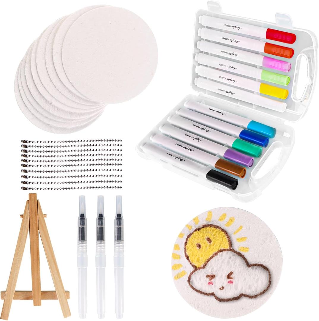 Magic 3D Foam Texture Painting Kit,Magic Puffy Paint,3D Drawing Canvas Sponge,DIY Bubble Drawing Pens Art Supplies,10Pcs Puffy Paint Paper (Round)