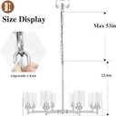 33.5'' 8-Light Chandelier for Dining Room Kitchen Island, Modern Farmhouse Pendant Lighting with Glass Shades Industrial Brushed Nickel Hanging Ceiling Light Fixture for Living Room, Height Adjustable