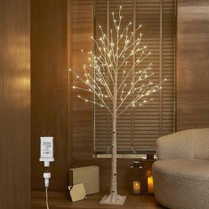 Hairui Lighted White Birch Tree 6FT, Twig Tree with Lights Plug in for Christmas Wedding Party Easter Decorations Indoor Outdoor Use