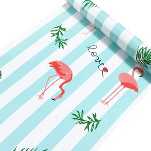 GLOW4U Peel and Stick Blue Striped Contact Paper Wallpaper Self Adhesive Vinyl Flamingo Shelf Liner for Walls Cabinets Dressser Drawer Table Desk Furniture Decal 17.7x117 Inches