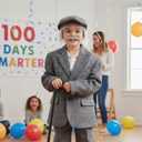 Fengek 5-Piece Grandpa Costume Set - Old Man Wig Hat, Cane, Beard, Eyebrows, Glasses - Perfect for 100 Days of School, Halloween, Christmas