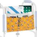 TOGETRUE Walker Bag, Easy Access Walker Storage Basket with 2 Large Pockets, Walker Accessories Bag for Folding Walker, Wheelchairs, Strollers, 13"x14.5" (Bees)