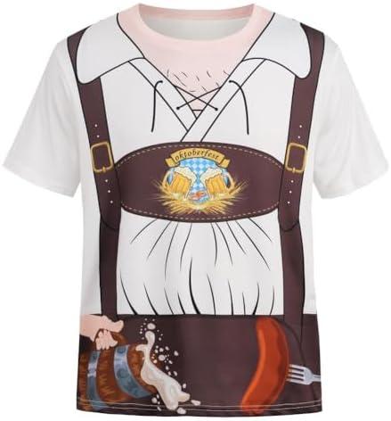 TOONRAIN Oktoberfest Costume Lederhosen Bavarian German Suspenders Beer Costume Men 3D Photo-realistic Short Sleeve T-Shirt XL