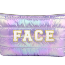 Hiroyuki Iridescent Makeup Bag, 14 inches Cosmetic Bag, Large Capacity Travel Pouch (Face, purple)