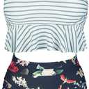 Women's Retro Boho Flounce Falbala High Waist Bikini Set Chic Swimsuit(FBA) (XX-Large)