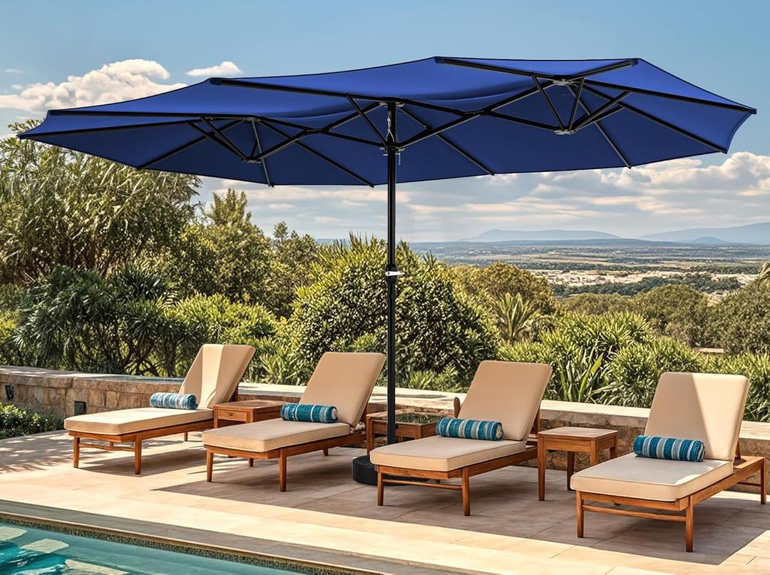 DWVO 13ft Patio Umbrella Outdoor Double-Sided Extra Large Market Table Umbrella for Patio, Pool, Patio Shade, Navy blue, Base Not Included