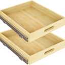 2 Set Pull Out Cabinet Organizer, Soft Close Slide Out Wood Drawer Storage Shelves for Kitchen, Base Cabinet Organization for Pantry, Finished, Heavy-Duty, Bottom Assembly (18 W x 21 D)