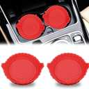 Car Cup Holder Coaster, Non-Slip Car Cup Holder Coasters, Universal Car Cup Holder Insert, Car Interior Accessories Mat (Red diamon less, 4 Pack)