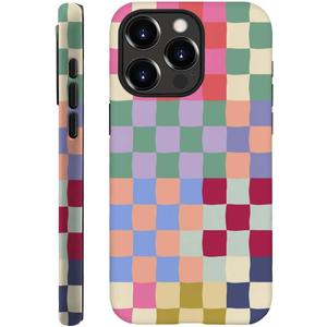 Case Compatible with iPhone 12 Pro Max,Hybrid 2-Layer Hard Shell,Shockproof Soft for Girl Women,Mixed Color Checkerboard