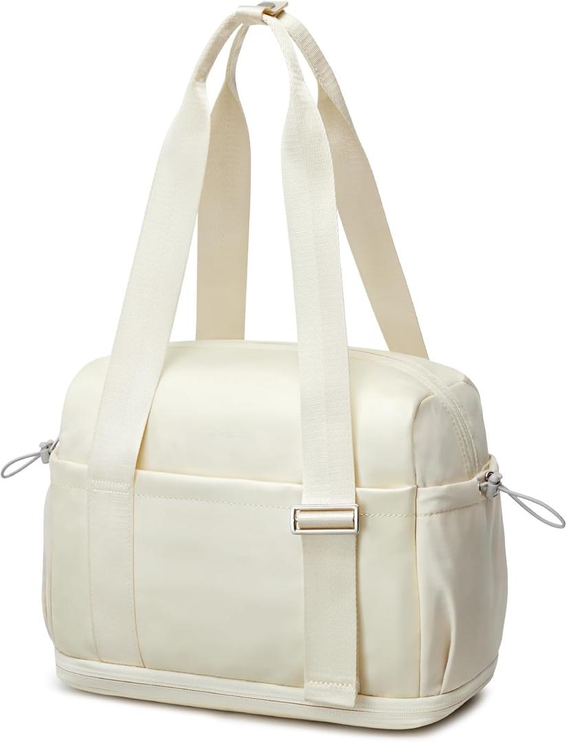 G4Free 10L Mini Gym Bag, Lightweight Small Duffle Bag with Wet Pocket for Women Men, Cute Duffel Bag for Workout Dance Yoga Travel, Beige, 11x8x6 inches