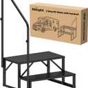 Nilight RV Steps with Handrail, 2 Steps Hot Tub Steps Outdoor RV Stairs Step Portable Mobile Motor Home Stairs for Camper Travel Trailers Dock Entry Steps 5th Wheel RV Porch with Anti-Slip Handrail