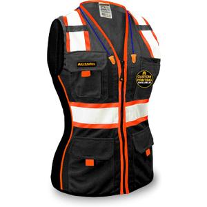 KwikSafety - Multi-Color Safety Vest for Women | Premium Reflective High Visibility Vest, ANSI Class Unrated (X-Large, Black | Regular Fit)