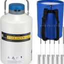 CGOLDENWALL 6L Cryogenic Container Liquid Nitrogen LN2 Tank Dewar Liquid nitrogen dewar Aluminum Alloy with 6 Canisters and Carry Bag