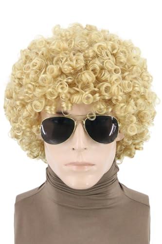 LeMarnia 70s 80s Afro Wigs for Men and Women Blonde Short Curly Rock Wigs Halloween Disco Hippie Costume Wigs