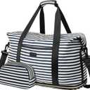 Expandable Travel Duffle Bags Weekender Overnight Bags for Women Men Hospital Bag for Women Labor Delivery with Toiletry Bag Waterproof (Blue Stripe)