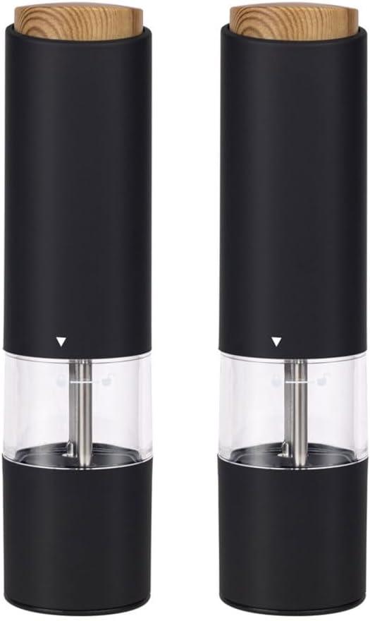 2PCS Electric Salt and Pepper Grinder, Rechargeable Salt Grinder with LED Light & Large Capacity Container Automatic Pepper Shakers for Kitchen Dining Restaurant Outdoor