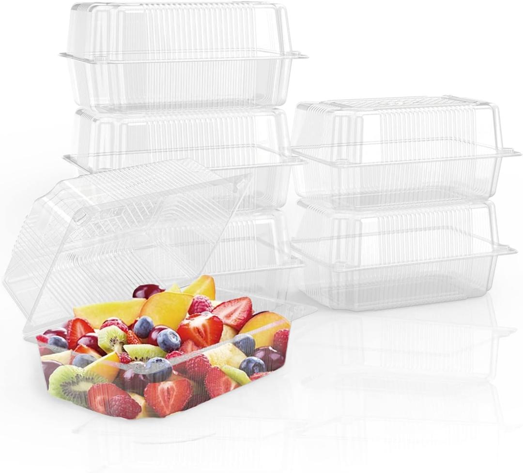 2 x Goiio 25 Pcs Clear Hoagie Container, 7.3 x 4.9 x 3.8 inch Plastic Hinged Food Container, Disposable Clamshell Take Out Food Containers for Salads, Hamburger, Fruit, Cake, Cookie, Sandwiches