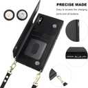 Bocasal Crossbody Wallet Case for iPhone X Xs Credit Card Holder PU Leather Kickstand Shockproof Detachable Cross Body Strap Lanyard Magnetic Closure 5.8 inch(Black)