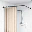 Corner Shower Curtain Rod, 30"-51.2" x 30"-51.2" Adjustable L Shaped Shower Curtain Rod, Industrial Shower Pole Wall Mounted for Bathroom,Closet,Room Divider,Outdoor Patio, Black