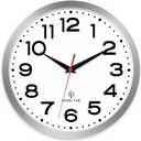 Roymnie Atomic Wall Clock 10 Inch, Modern Clock Battery Operated Classic Analog Decorative for Kitchen, Living Room, Office, Bedroom, Bathroom (Silver)