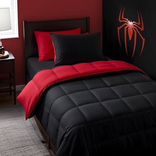 Anluoer Twin Comfortable Black Bed in a Bag Bedding Set with 1 Comforter(68"*88), 1 Pillowcase,