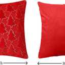 Christmas Throw Pillow Covers 16"x16"Set of 2, Red Christmas Tree with Gold Sequins,Soft Faux Fur Decorative Throw Pillowcases for Holiday Christmas Decor Sofa,Couch,Party