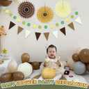 16Pcs Brown Party Decorations Kit, Hanging Earth Tones Brown and Beige Paper Lanterns (6" 8" 10") Honeycomb Paper Fans for Neutral Birthday Baby Shower Bridal Shower Wedding Fall Decorations