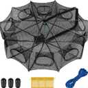 QualyQualy Fishing Bait Trap Crab Net Fishing Trap for Minnow/Crab/Shrimp/Crawdad with Rope, 10 Holes Large Space Fishing Net, Size: 32*10‘’