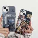 Yonds Queen Compatible with iPhone 14 Cute Case, Cool Cartoon Astronaut Space Planet Moon Design Stylish IMD Cover Bumper Shockproof Anti-Slip Protector Fashion Case (Grey, iPhone 14)