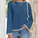 ZESICA Women's Oversized Long Sleeve Sweaters Fall Crewneck Color Block Loose Ribbed Knit Pullover Tops (L)