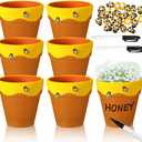 Leinuosen 6 Pcs Honey Bee Table Centerpieces Decorations, 4 Inch Yellow and Brown Jar Baby Gender Reveal Supplies Bee Themed Party Favor for Baby Shower, Birthday Party and Classroom Favors