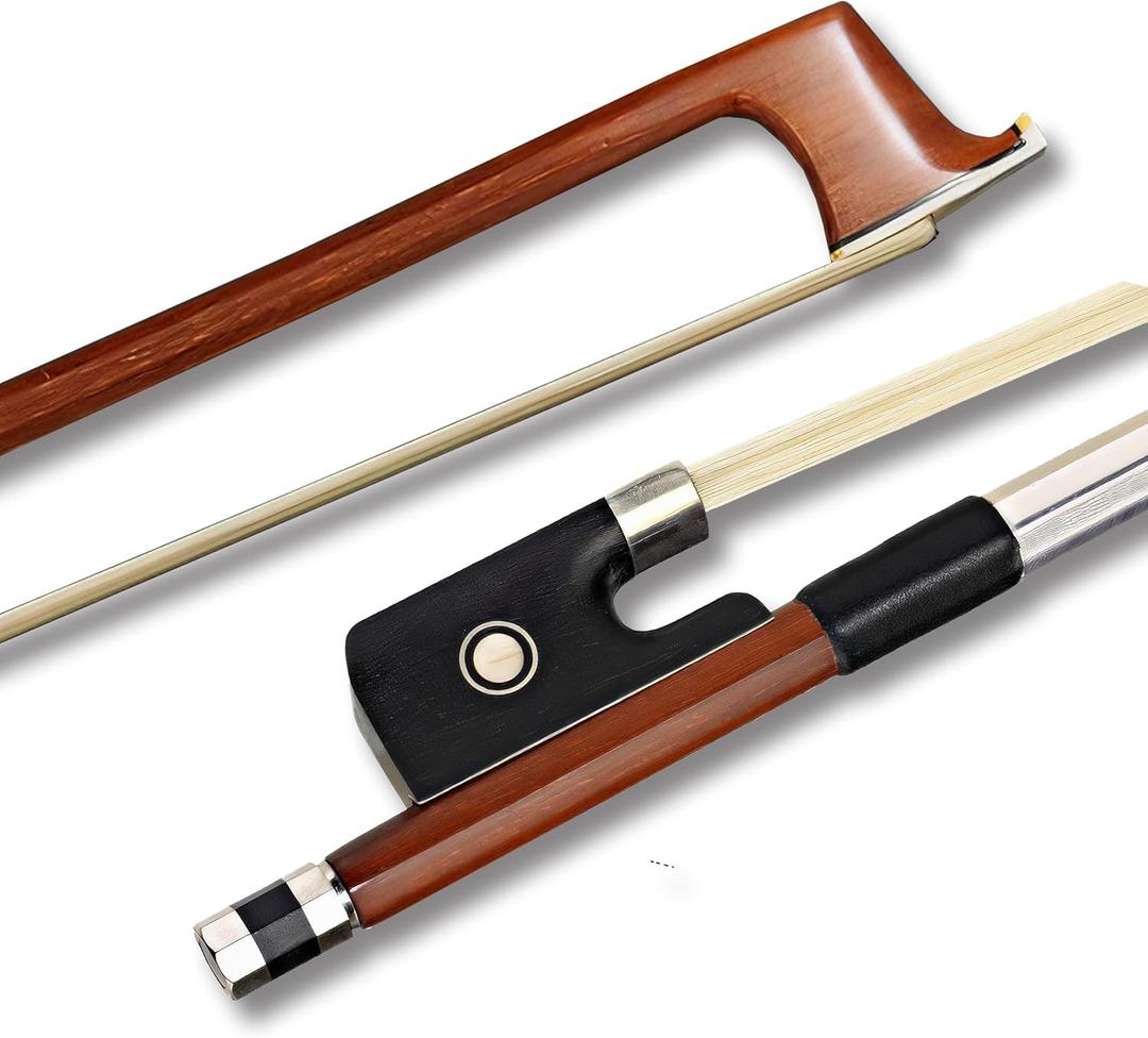 BlissKiss Brazilwood Cello Bow - Handmade with Natural Horsehair, Ebony Frog, and Nickel Silver Winding  Perfect Balance and Superior Sound Quality (4/4 CELLO BOW)