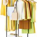 Double Rods Clothes Rack, Rolling Clothing Rack with Wheels, Metal Clothing Racks for Hanging Clothes, Portable Garment Rack Sturdy Closet Rack Trending Coat Rack for Laundry Bedroom Living Room