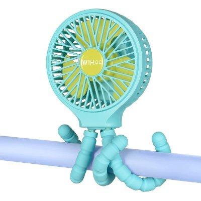 Portable Stroller Fan, USB or Rechargeable Battery Operated with 3 Speeds and 360Rotate, Cooling Clip On for Baby Crib Travel Car Seat Blue (4.5 Inch)