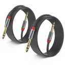 Instrument Cable,10ft/ 3m-2pack 6.35mm Male to Male 1/4 inch to 1/4 inch Audio Cable, Fish Wire Braided TRS Cable, for Guitar Cable, Bass, Keyboard, Mixer, Amplifier, Equalizer, Speaker (Straight Angle)