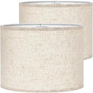 Lamp Shades Set of 2 Lampshades13 13 10 Fits Harp-Style Bedside & Floor Lamp shades Easy Assembly (Ships Rolled Flat) (Beige, Large)