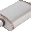 LCGP 2 inch Universal Muffler, Performance Chamber Exhaust Muffler, 2" Center In/Out, 20" Overall Length Straight-Through Performance with Stainless Steel Muffler for Truck, Cars(2''Inlet/Outlet)