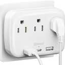 3 Outlet Extender Multi Plug Wall Outlets, Surge Protector, Wall Plug Splitter with 3 AC Outlets & 3 USB Ports (2 USB-A + 1 USB-C), Plug Adapter for Home/Office/Hotel/Travel, White(1 Pack)