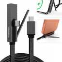 2 x chubbycable StandLite Pro 90 240W Fast Charge Cable with Invisible Stand & Phone Case Friendly Right Angle USB C Cable Braided Charging Cord, Black, Type-C to Type-C, 4.9FT