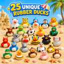 25PCS Animal Rubber Ducks, Bath Toys & Pool Toys for Toddlers, Party Favors