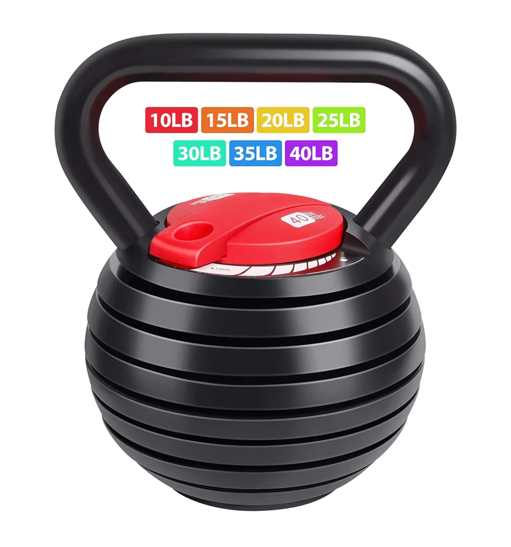 TopMade Adjustable Kettlebell Weights Set Cast Iron Exercise Fitness Kettle Ball Grip 20lb Free Weight Men Women Kettlebells for Home Gym Workout Ballistic, Core,Strength Training