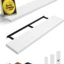BAYKA Floating Shelves, 48 inches Long Heavy Duty Wall Mounted Rustic Wood Shelves for Bathroom, Bedroom, Living Room, Kitchen, Office, Hanging Shelf for Books/Storage/Decor(White,Set of 2)