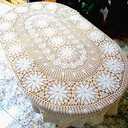 USTIDE Vintage Oval Crochet Tablecloth Beige Cotton Lace Table Cover Rustic Oval Table Overlays for Wedding/Party 80"x120"