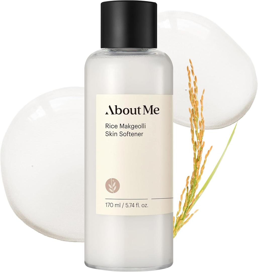 About Me Rice Makgeolli Skin Softener  Triple Ferment Milky Toner with 5 Ceramides & Galactomyces, Hydrating Essence Toner for Glass Skin, Fragrance-Free for Dry Sensitive Skin, 5.74 fl oz