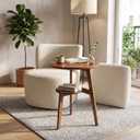Round end Table with Lower Shelf,Dark Brown